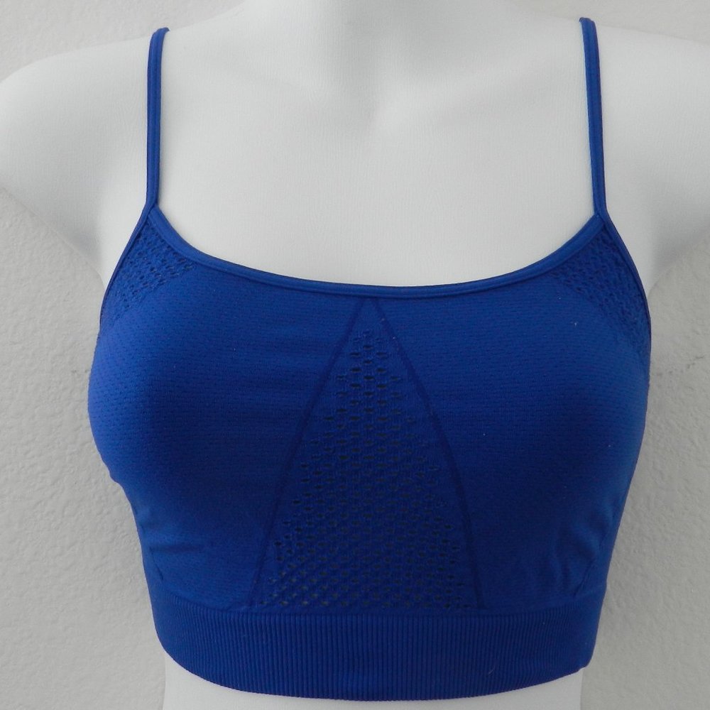 ☀️ Idea stretch spaghetti strap ventilated sports bra/bralette in royal blue